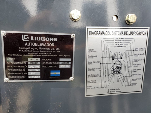 Montacargas Liugong 2.5 Toneladas 0km 2021 C/ Desplazador