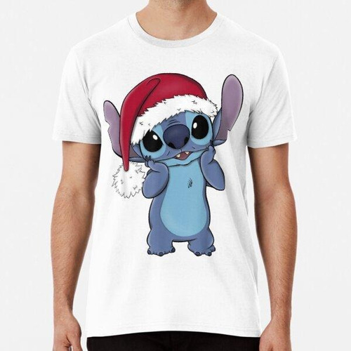 Remera Lilo & Stitch Navidad Santa Hat Stitch Portrait Algod