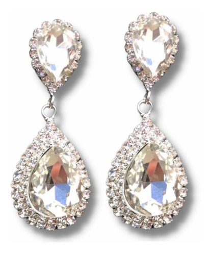 Aretes Elegantes Cristal Corte Diamante Fiesta Novia Xv Boda