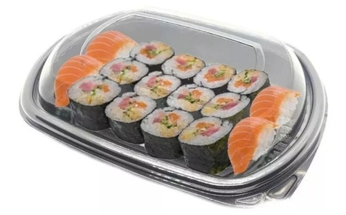Bandeja Sushi C/tapa Delivery Cotnyl 475 X 50 Unidades