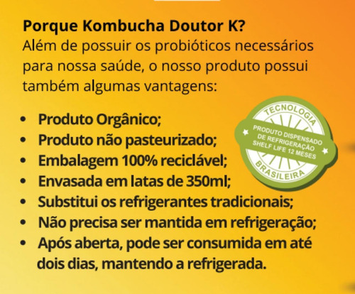 2x Kombucha Laranja E Gengibre 350ml Doutor K