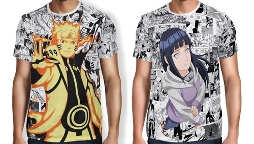 Kit 2 Camisas De Animes Mangá Naruto Uzumaki Hinata Hyuga