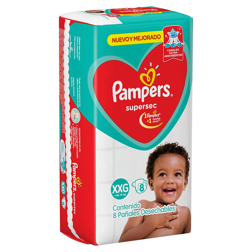 Imagen 3 de 3 de Pañales Pampers Supersec XXG 8 u