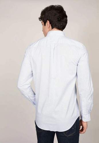 Camisa Solid Poplin Regular Fit Celeste Tommy Hilfiger