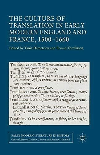 Libro: The Culture Of Translation In Early Modern England In