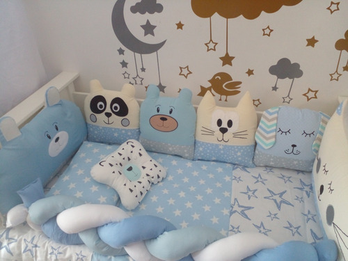 Bebé Feliz: Set Para Cuna Funcional Chichoneras Y Accesorios Animalitos
