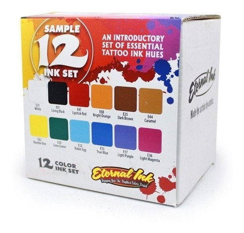 Kit De 12 Tintas Para Tatuaje Eternal Marca Original 