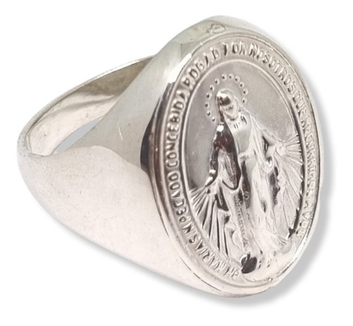 Imagen 1 de 8 de Anillo Plata Medalla Milagrosa Ovalado Tipo Sello