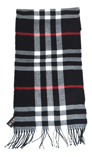 Bufanda Chal Pashmina Cuadros Caballero Dama Unisex Negra