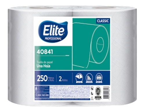 Toalla Papel Elite Jumbo 40841 Hoja Simple 250 Metros 2 Roll