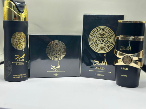 Kit Asad Lattafa Perfume 100ml+spray 200ml+ Creme 200ml
