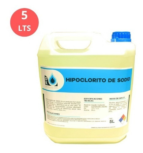 Imagen 1 de 3 de Hipoclorito De Sodio Al 3% 5 Lts