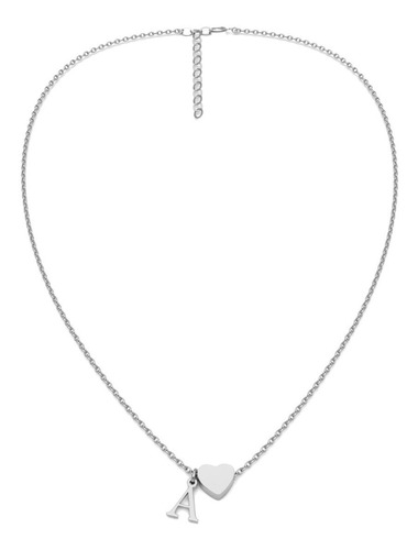 Imagen 2 de 10 de Collar De Plata .925 Corazón Y Dije Letras Iniciales Agalea