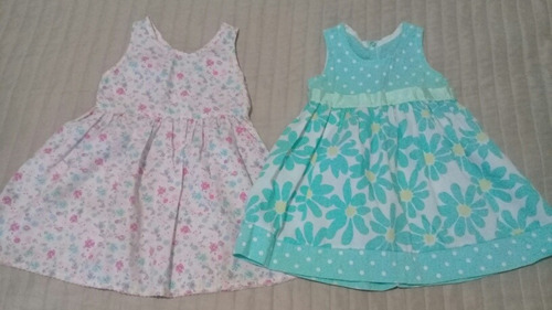 Lote 2 Vestidos De Bebé Talle 12 Meses Algodón Exc Estado!