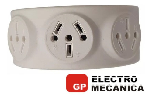 Imagen 2 de 7 de Triple Enchufe Giratorio Tripto Adaptador Binorma Blanco