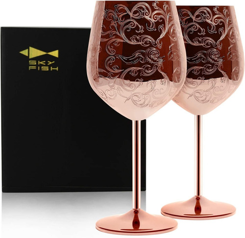 Sky Fish Wine Glasses, Stainless Steel, Copper Color