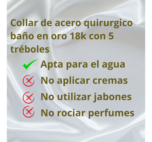 Cadena Collar 5 Treboles 4 Hojas Vc Buena Suerte Baño Oro 18 Dorado Y Negro