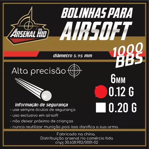 Bbs Airsoft Paintball Pac Com 1000 Bbs 0.12g - Arsenal Rio