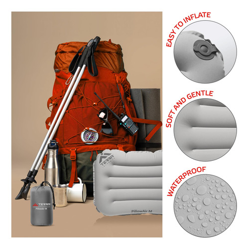 Almohada Inflable Compacta De Terra Incognita En Una Caja -
