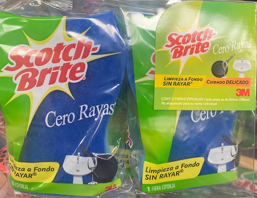 Scotch-brite Fibra Esponja Cero Rayas 5 Piezas 3m