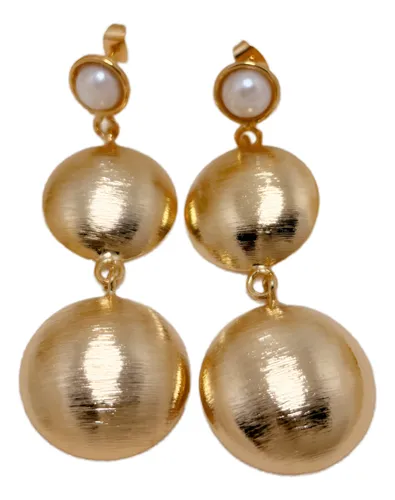 comprar Aretes Mujer Baño Oro 24k Cascada Topo Borde & Cascada Disco