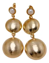 Comprar Aretes Mujer Baño Oro 24k Cascada Topo Borde & Cascada Disco