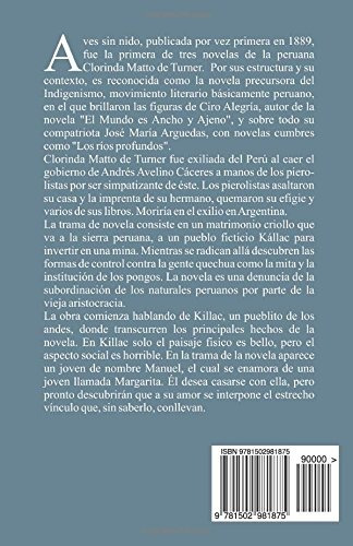 Libro : Aves Sin Nido  - De Turner, Clorinda Matto