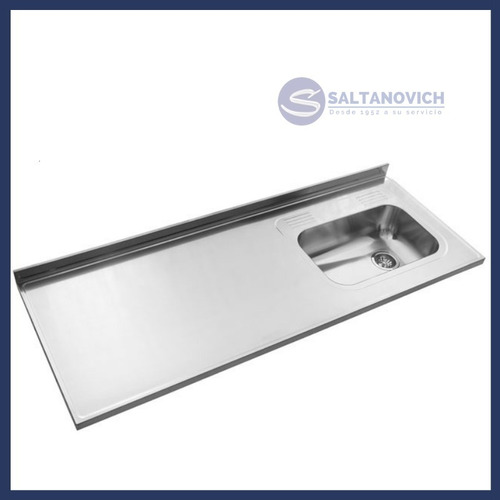 Mesada Johnson Bacha Simple Acero Inoxidabl 140x61 Izquierda