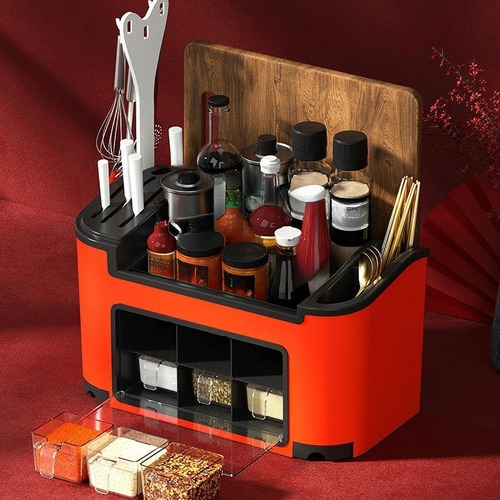 Organizador De Almacenamiento De Cocina Condimento Rojo