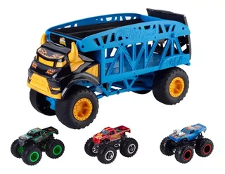 Set Juego Vehículos Hot Wheels Monster Trucks Transportador