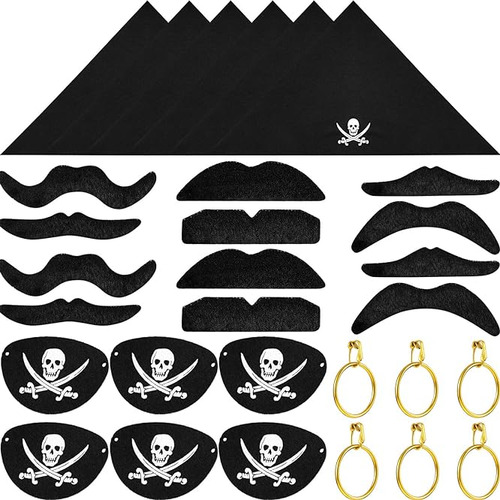 30 Piezas Parches Ojo Capitan Pirata Halloween Bandana Pirat