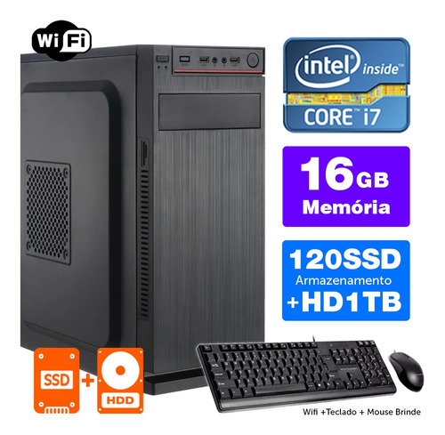 Imagem 1 de 5 de Desktop Bs Intel Core I7 2g 16gb Ssd120+1tb