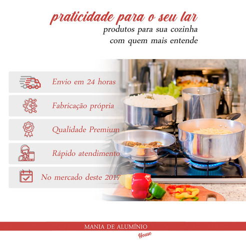 Jogo Marmitas Em Aluminio Reforçado Kit Com 5 Marmita N 16