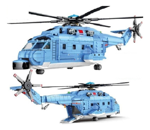 Helicóptero Combate 1127 Bloques Para Armar C/ 20   Soldados