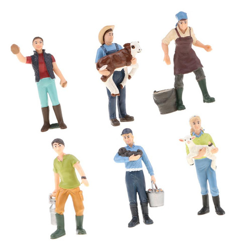 6 Pieces 3 Inch Pvc Farm Model Action Figure Toy For