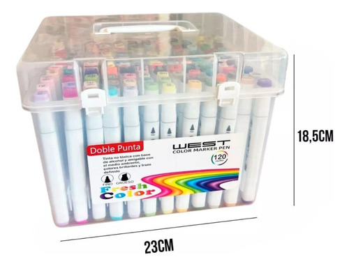 Marcadores Touch X120 Pzs Doble Punta Alcohol Valija