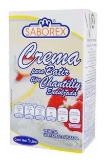 Crema Para Batir Tipo Chantilly Vegetal Marca Saborex 1 Lt