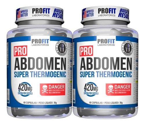 Kit 2x Pro Abdomen Termogênico 420mg Cafeína 60caps Profit Sabor Sem Sabor