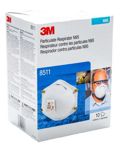 Respirador Para Partículas 3m 8511 N95 Caja Por 10 Unidades.