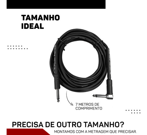Cabo P10 P10 Mono 90 Graus Violão Guitarra Baixo 7m Metros