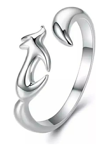 Anillo Mujer Plata Ley 925 De Zorro Fox Ajustable Lindo