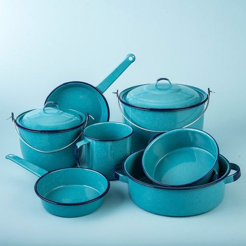 Batería De Cocina Cinsa Huasteca De Peltre 9 Piezas Azul