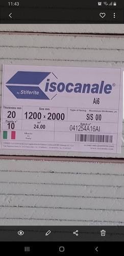 Lamina De Poliuretano (ductos) Isocanale 2 X 1,20 Mts