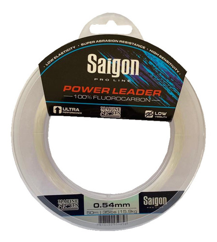 Linha Saigon Leader 100% Fluorcarbon 0,54mm 35lb/15,9kg 50m