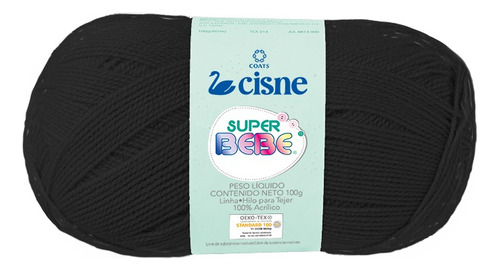 Lana Cisne Super Bebe Por Ovillo - 100gr Color Negro 1000N