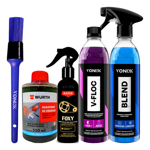 Kit Lavagem Moto Titan Blend Spray V-floc Remove Ferrugem