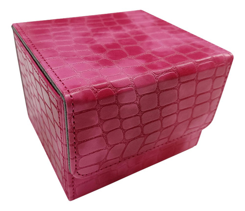 Cajas De Tarjetas De Cuero Pu Para 100 Tarjetas, Rosa Roja