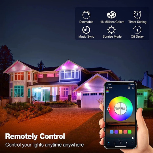 . 4 Bombillas Inteligentes Wifi Rgbcw Led E26 Alexa