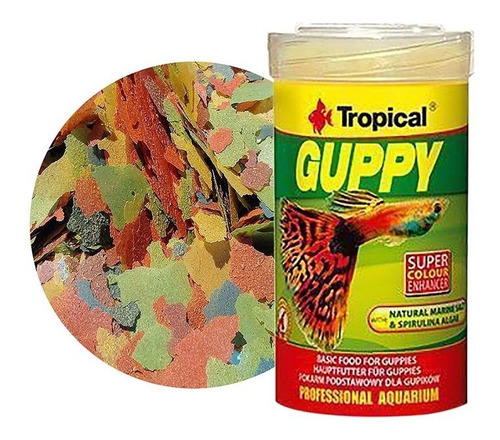 Tropical Alimento Guppy Escamas 20g Peces Lebistes Acuario