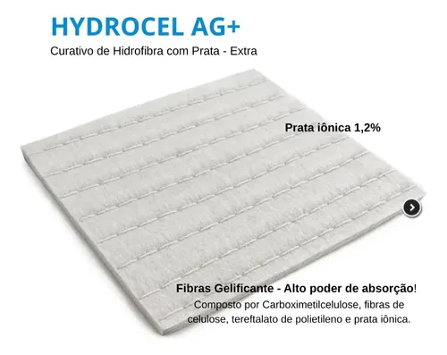 Kit 10 Curativo Hidrofibra C/prata Hydrocel 15x15 Vitamedica
